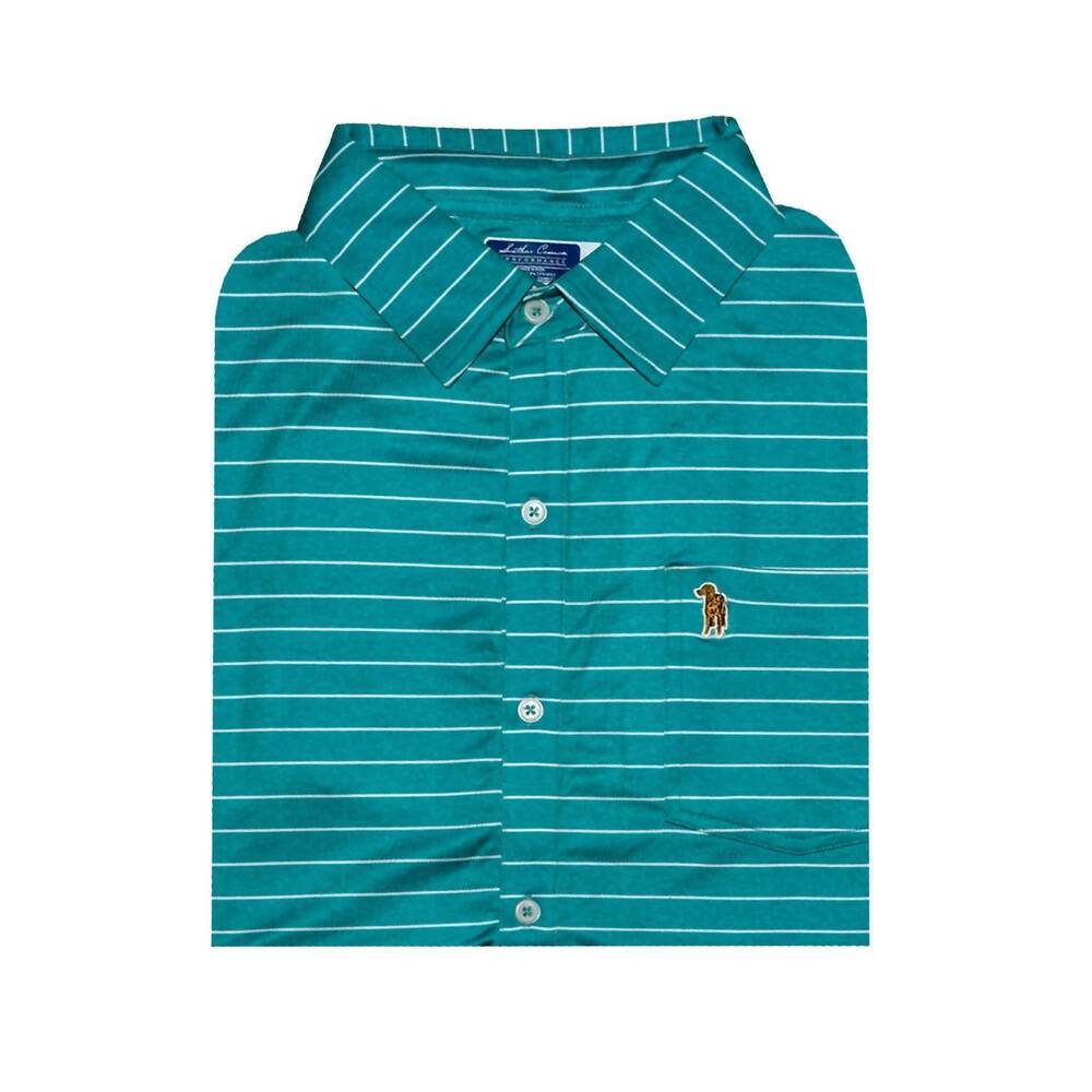 NEW SOUTHERN CASANOVA men's stripe button down polo in teal